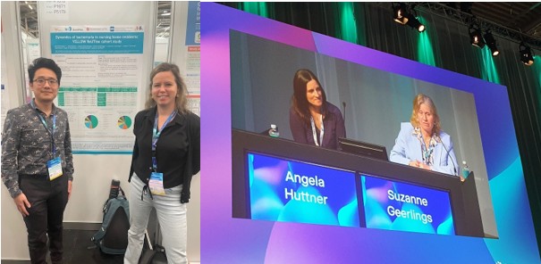 Left: PhD-candidate Ruochen Wang and Laura van Buul, Right: Suzanne Geerlings and Angela Huttner