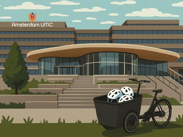 Amsterdam UMC deelt fietshelmen uit om hersenletsel bij val met de fiets te verminderen